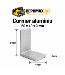 Cornier aluminiu 60 x 40 x 3 mm, 6 metri (EN AW-6060)